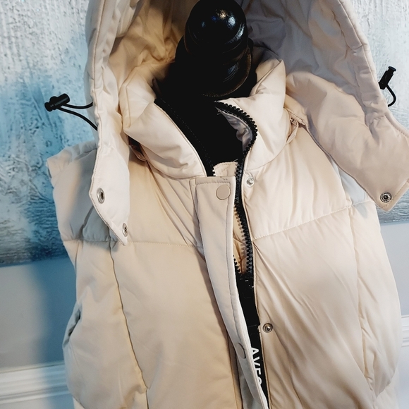 AVEC LES FILLES Thermapuff Long Line Removable Hood Puffer Vest Sz-L - Picture 6 of 16